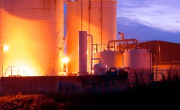 Fuel Tanks illuminated at night